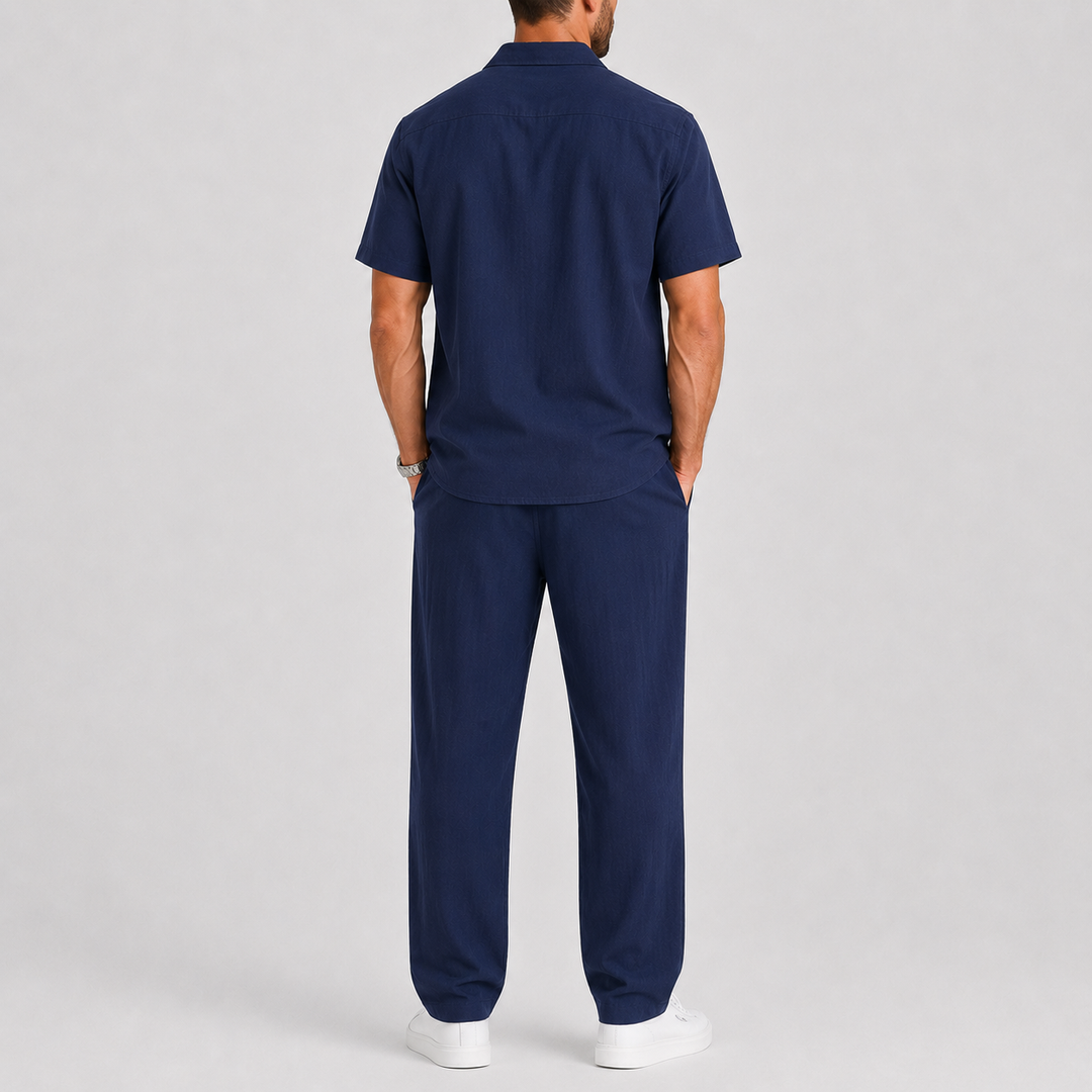 Men's Summer Set with Shirt and Wide-Leg Trousers