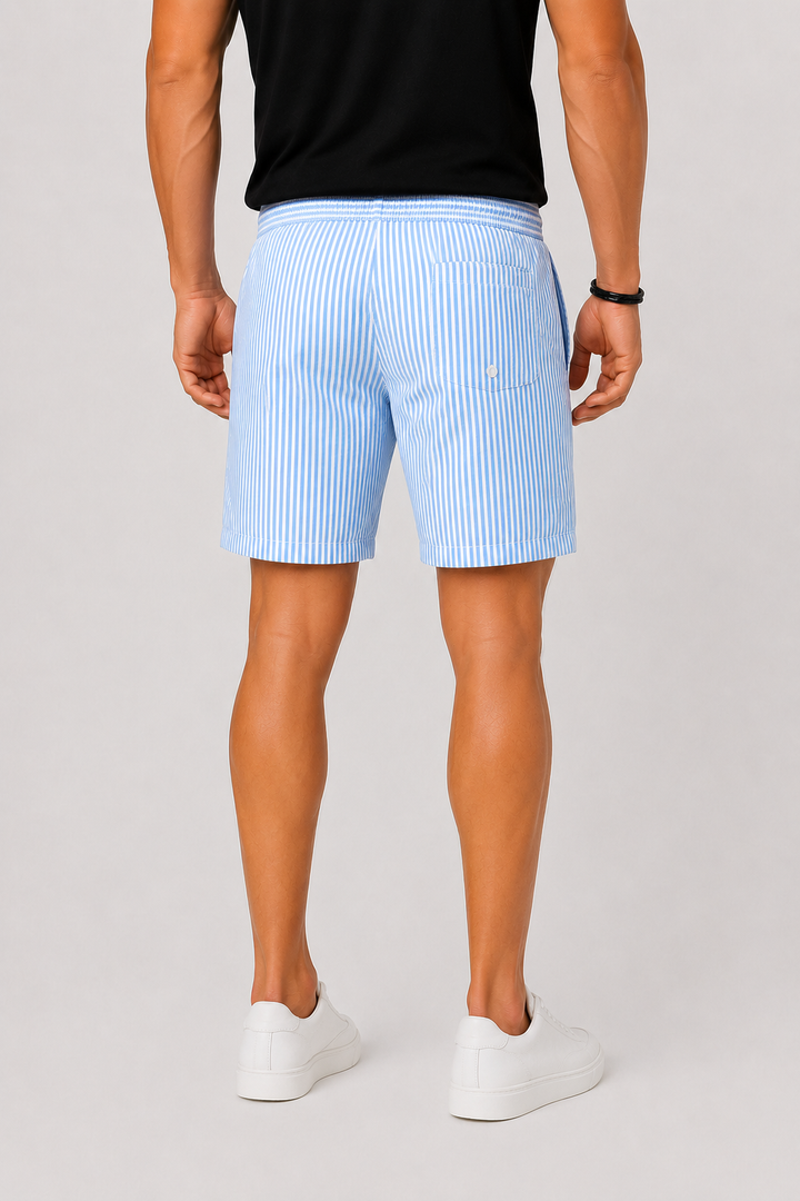 Men's Striped Swim Shorts with Drawstring