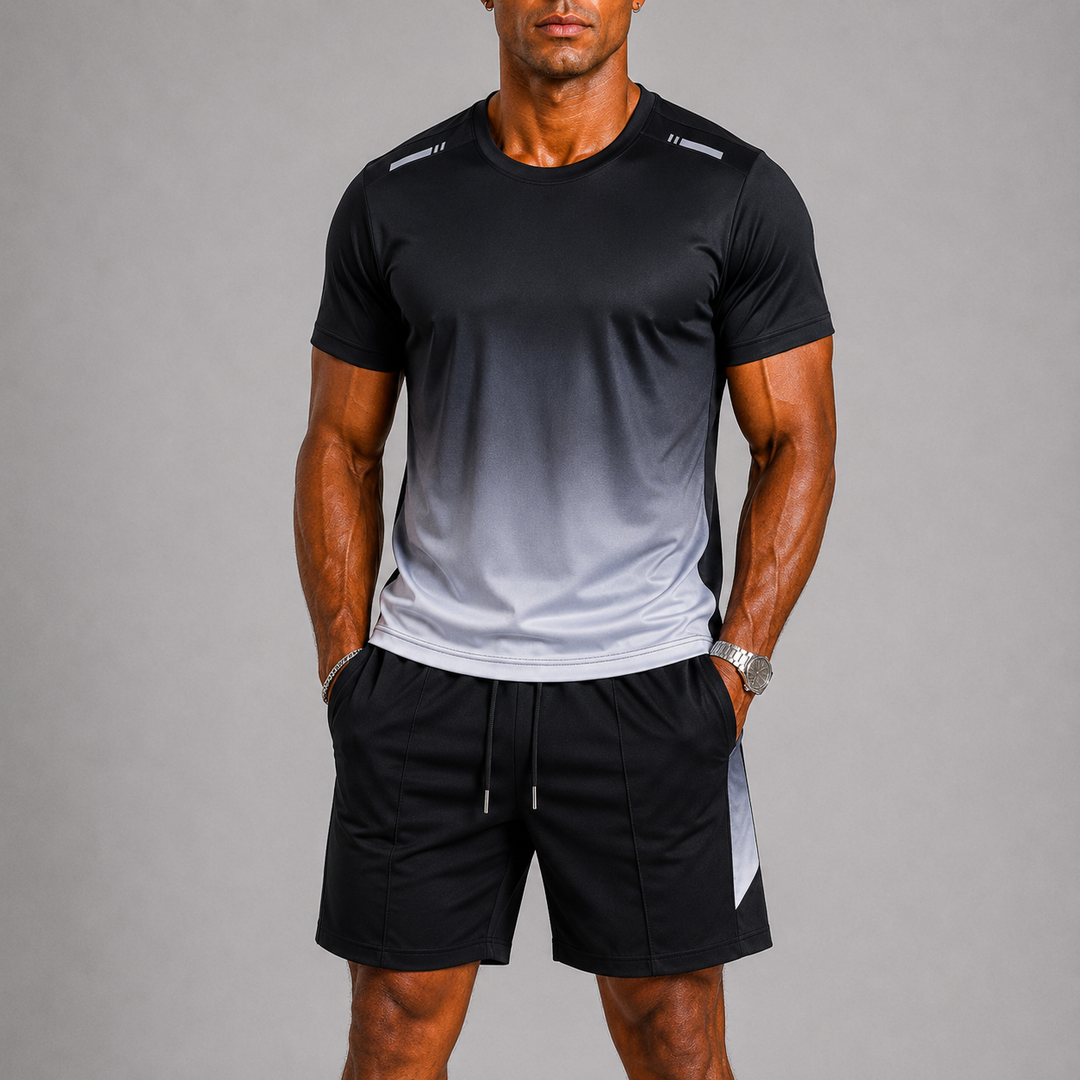 Men's Quick-Dry Sportswear Set with Gradient Print