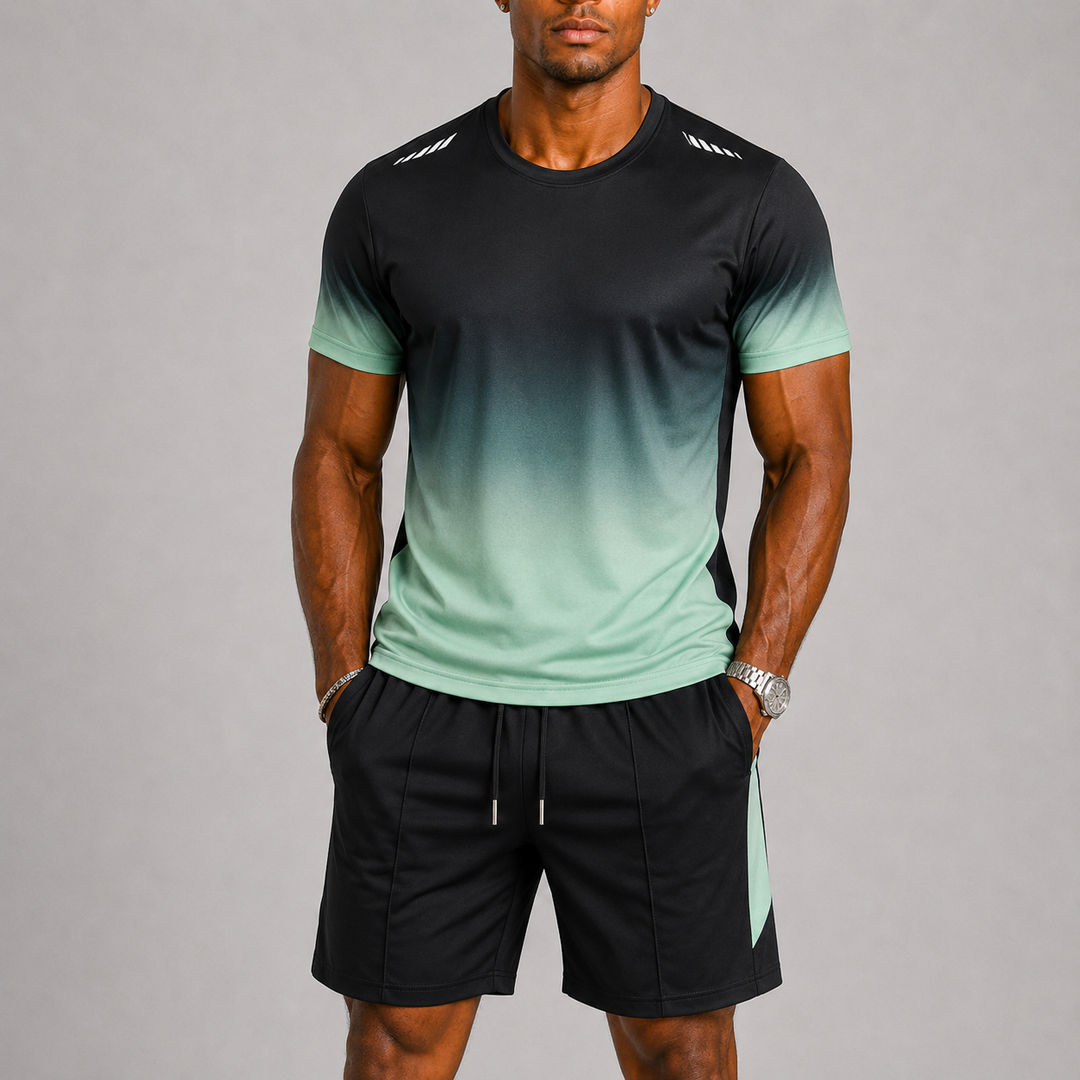 Men's Quick-Dry Sportswear Set with Gradient Print