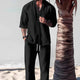 Men's Linen Short Sleeve Shirt & Trousers Set - Two-Piece Summer Outfit - Holiday Co-Ord