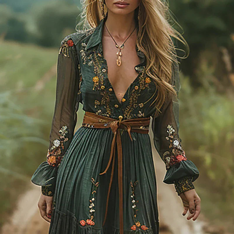 Selvara | Bohemian Floral Maxi Dress