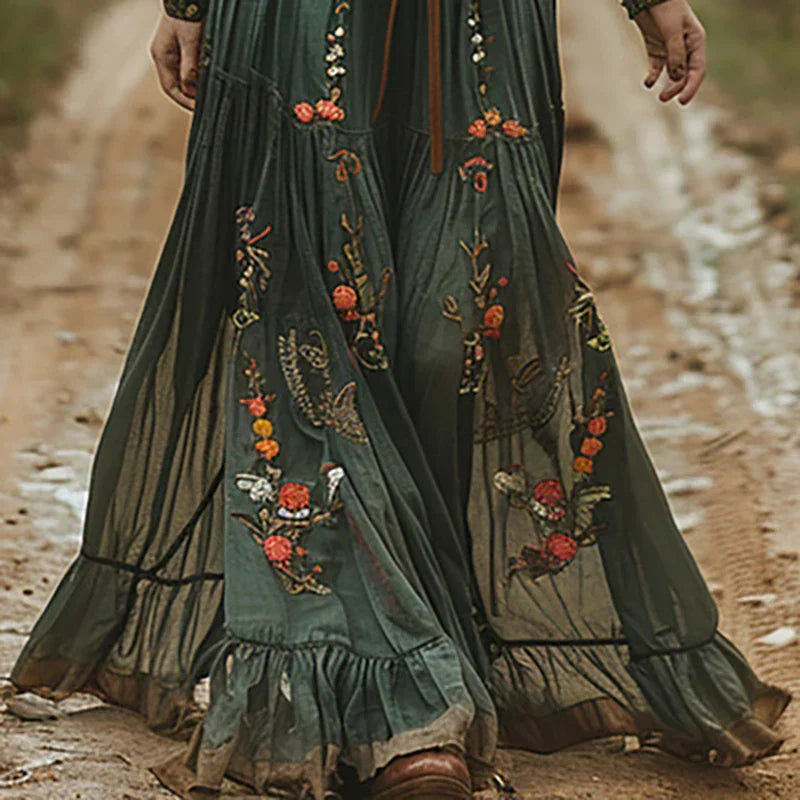 Selvara | Bohemian Floral Maxi Dress