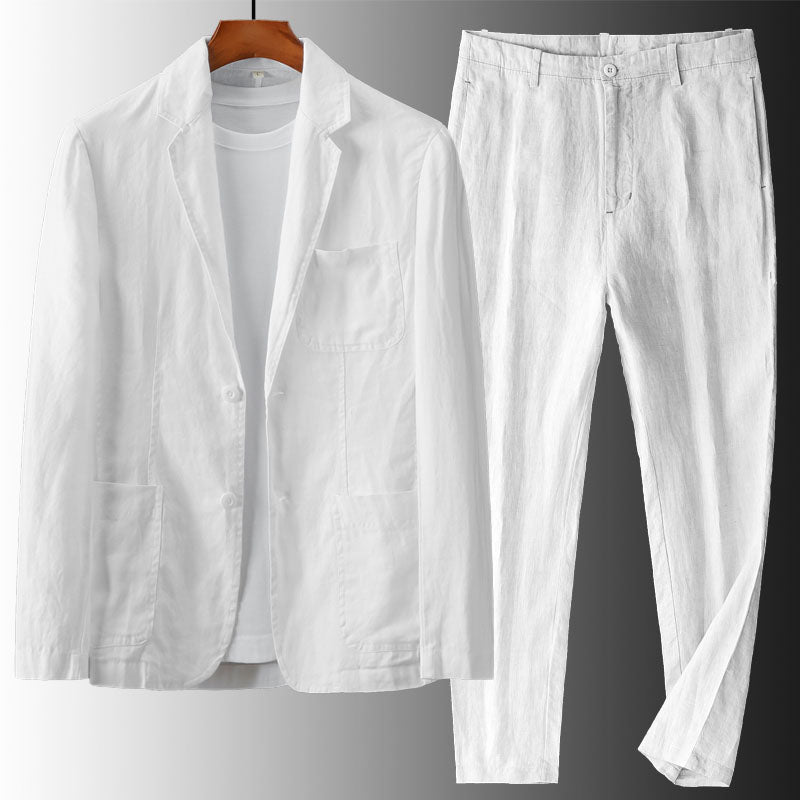 Men's Linen Two-Piece Suit Set