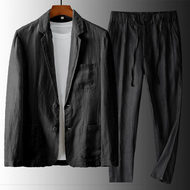 Men's Linen Two-Piece Suit Set