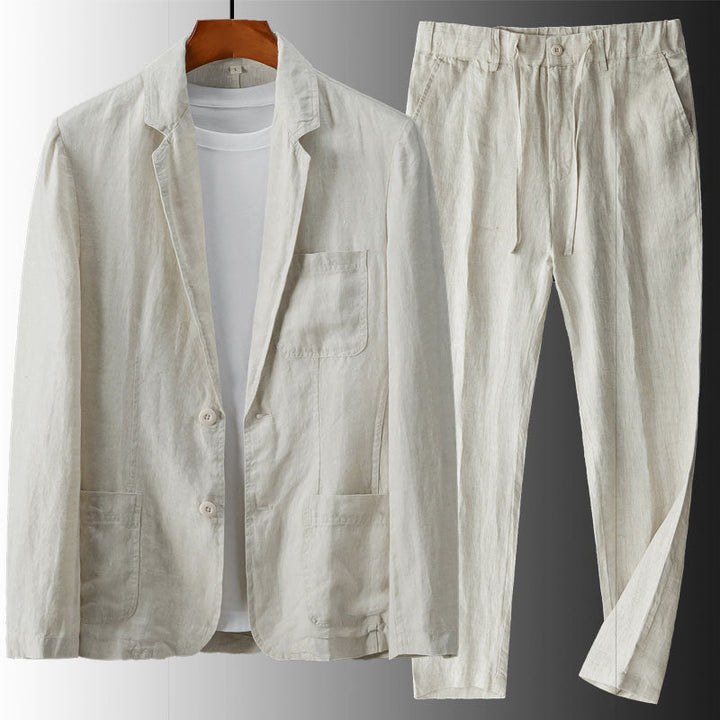 Men's Linen Two-Piece Suit Set