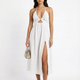 Women's Boho Halter-Neck Side-Slit Midi Dress