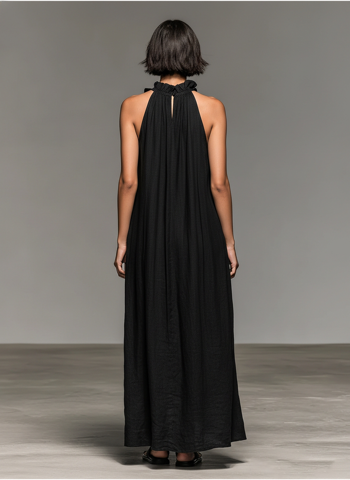 Women's Linen Blend Halter Maxi Dress