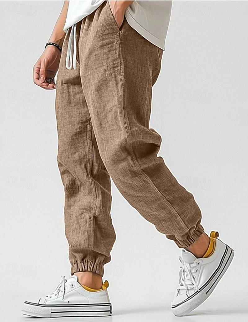 Men's Linen Trousers – Relaxed Casual Summer Pants with Side Pockets