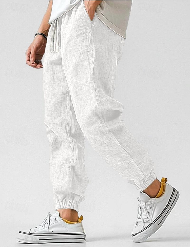 Men's Linen Trousers – Relaxed Casual Summer Pants with Side Pockets