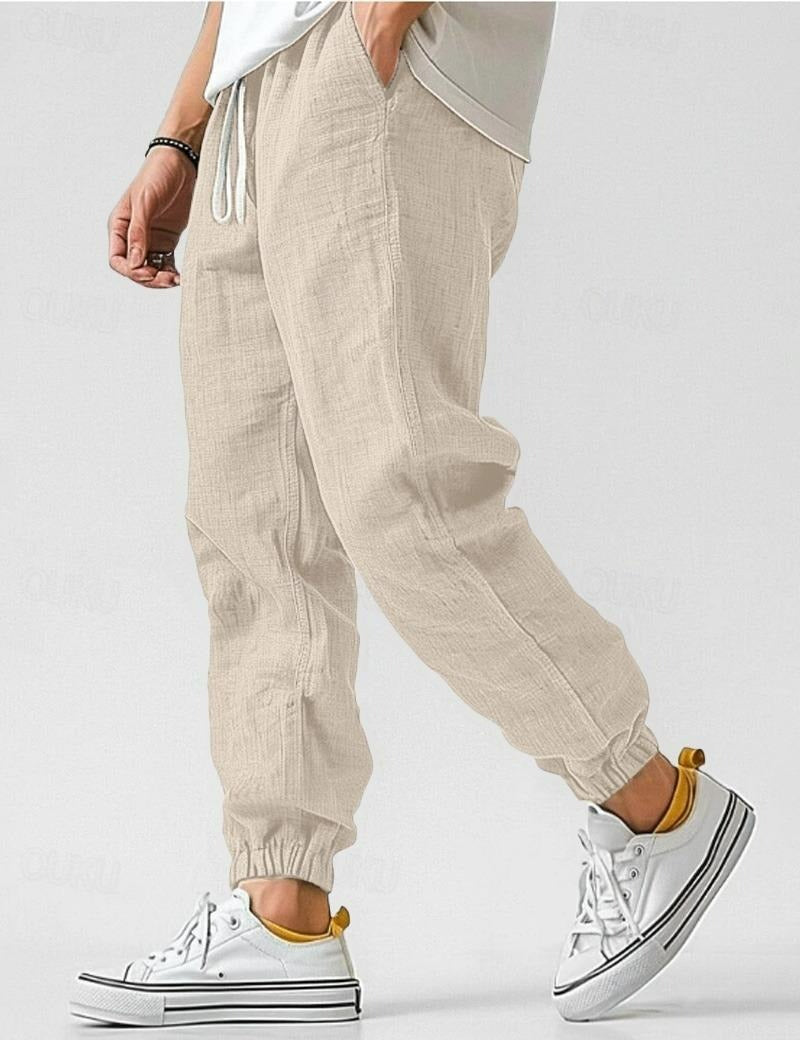 Men's Linen Trousers – Relaxed Casual Summer Pants with Side Pockets