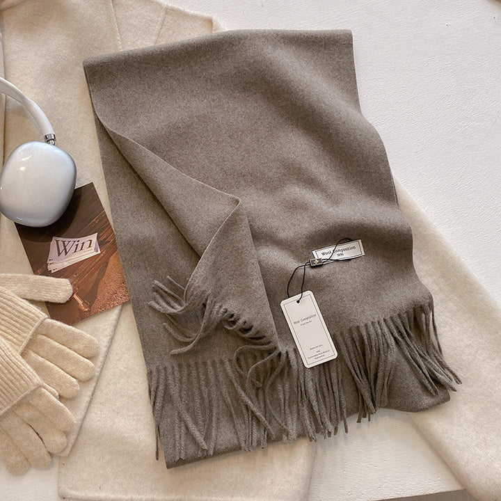 KHIONNE | Women's Soft Plain Tassel Shawl