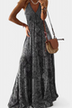 Women's Vintage Floral Print High-Waist V-Neck Dress