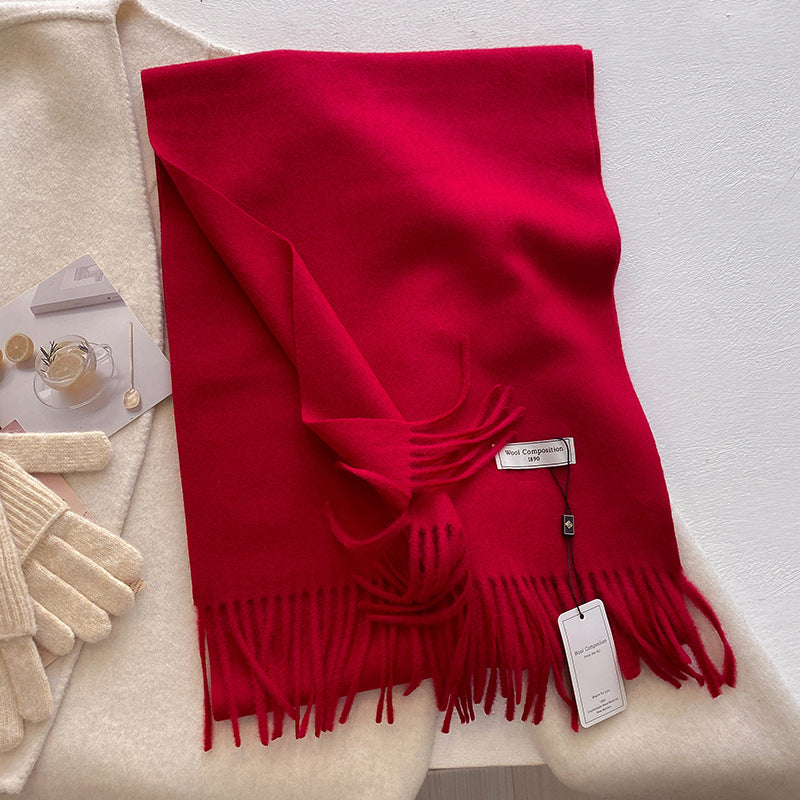 KHIONNE | Women's Soft Plain Tassel Shawl