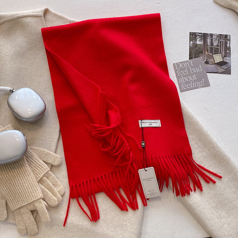 KHIONNE | Women's Soft Plain Tassel Shawl