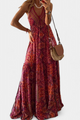 Women's Vintage Floral Print High-Waist V-Neck Dress