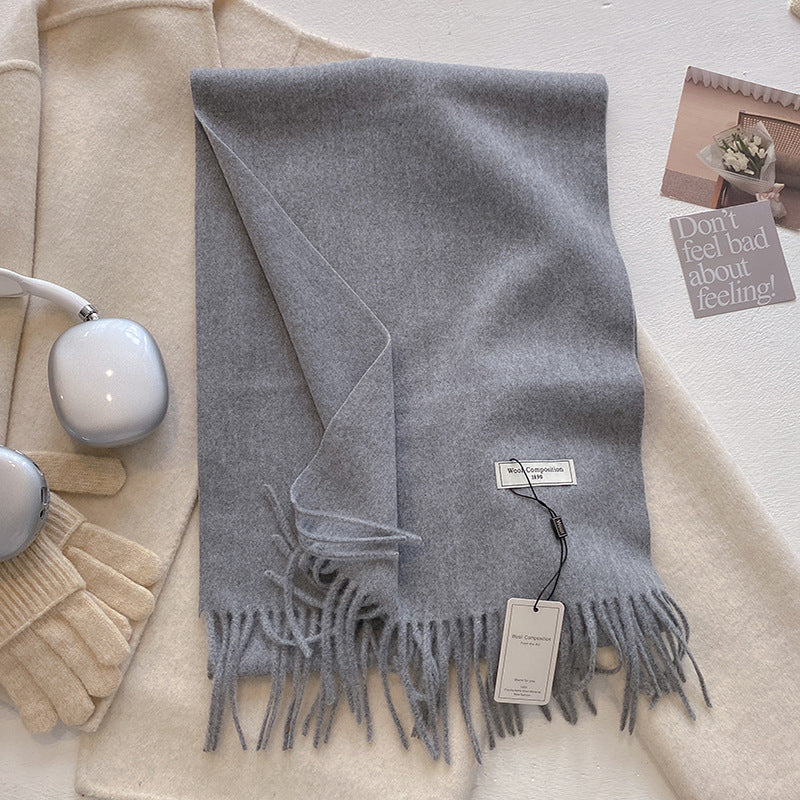 KHIONNE | Women's Soft Plain Tassel Shawl