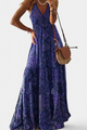 Women's Vintage Floral Print High-Waist V-Neck Dress