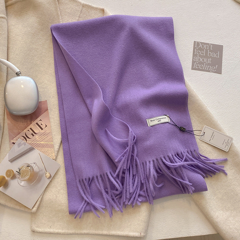 KHIONNE | Women's Soft Plain Tassel Shawl