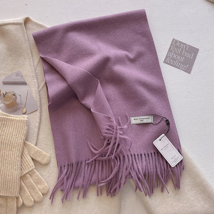 KHIONNE | Women's Soft Plain Tassel Shawl