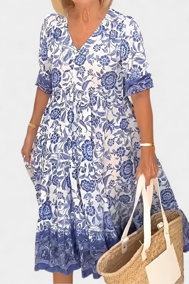 Women's Floral V-Neck Boho Dress