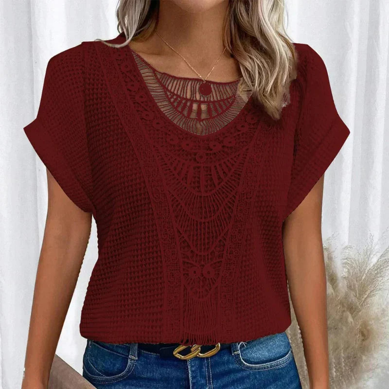 Rosa | Women's Round Neck Lace Top