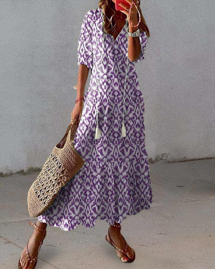Celina | Boho Flowy Dress with Tassel Details