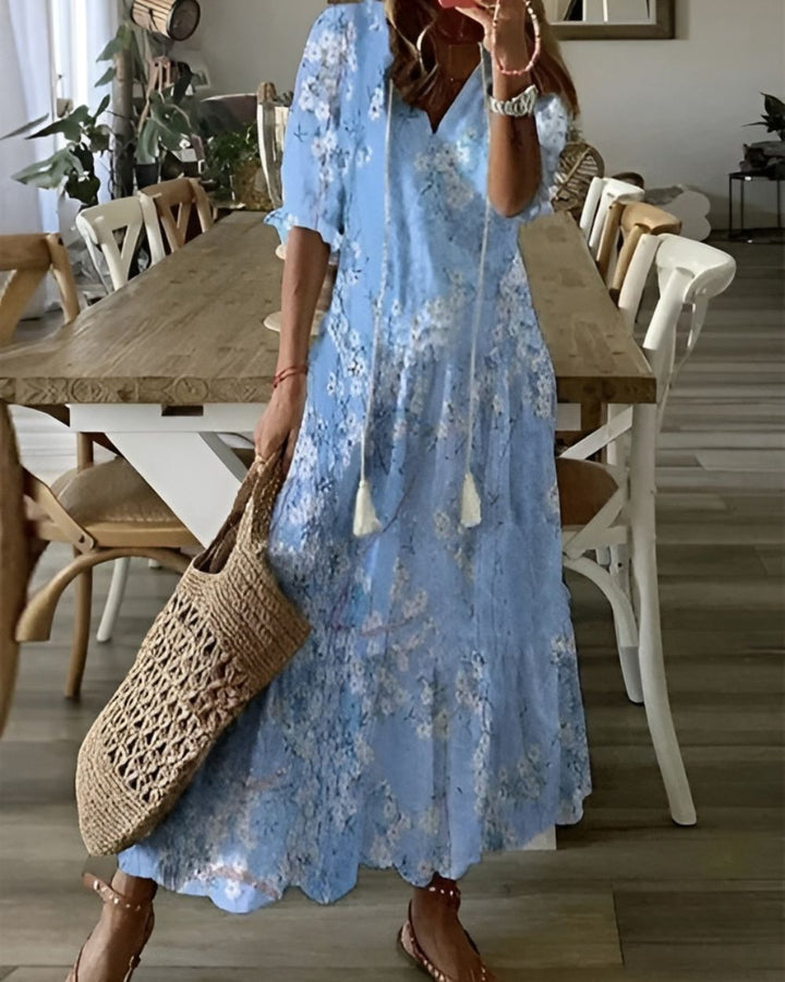 Celina | Boho Flowy Dress with Tassel Details