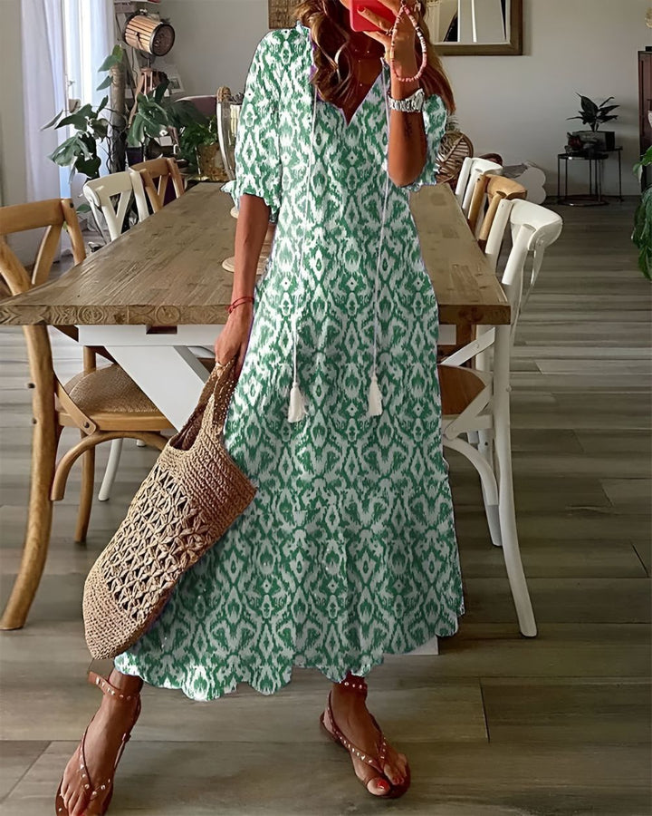 Celina | Boho Flowy Dress with Tassel Details