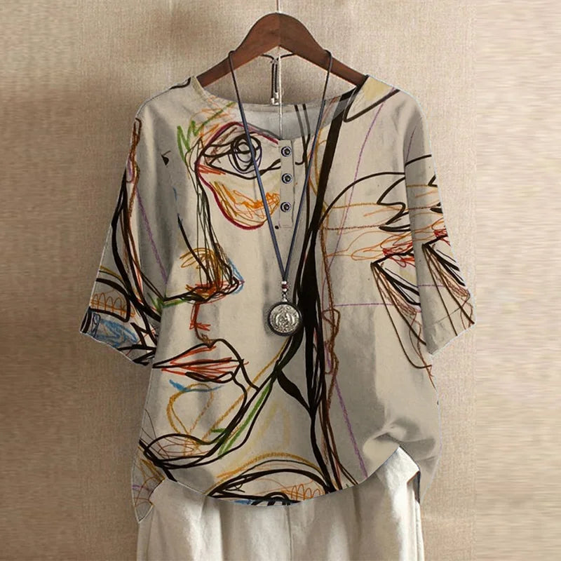 Anya | Women's Retro-Inspired Cotton Blend Blouse