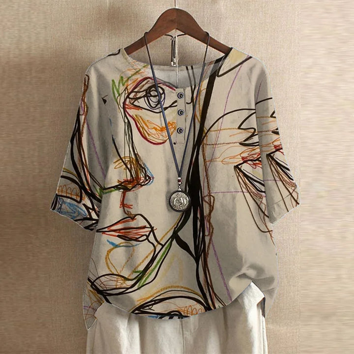 Anya | Women's Retro-Inspired Cotton Blend Blouse