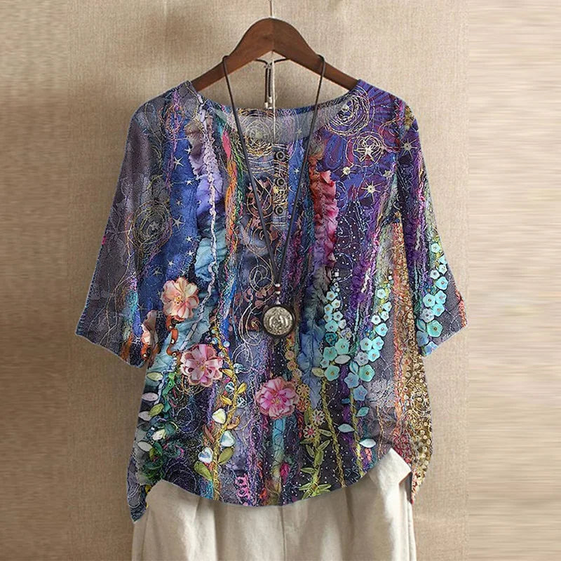 Anya | Women's Retro-Inspired Cotton Blend Blouse