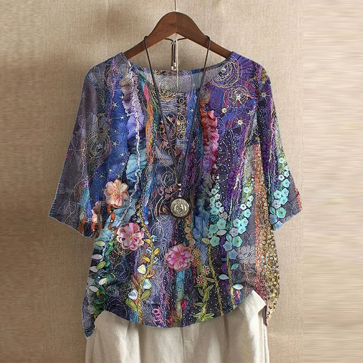 Anya | Women's Retro-Inspired Cotton Blend Blouse