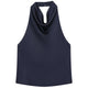 Women's Satin Halterneck Corset-Detail Open-Back Summer Top