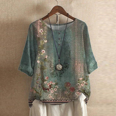 Anya | Women's Retro-Inspired Cotton Blend Blouse