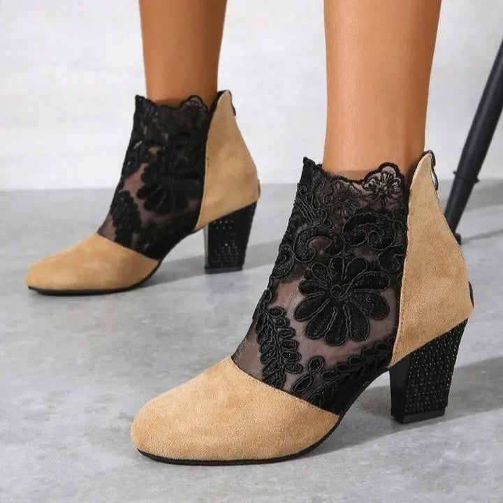 Heloise | Women's Lace Mesh High Heel Boots
