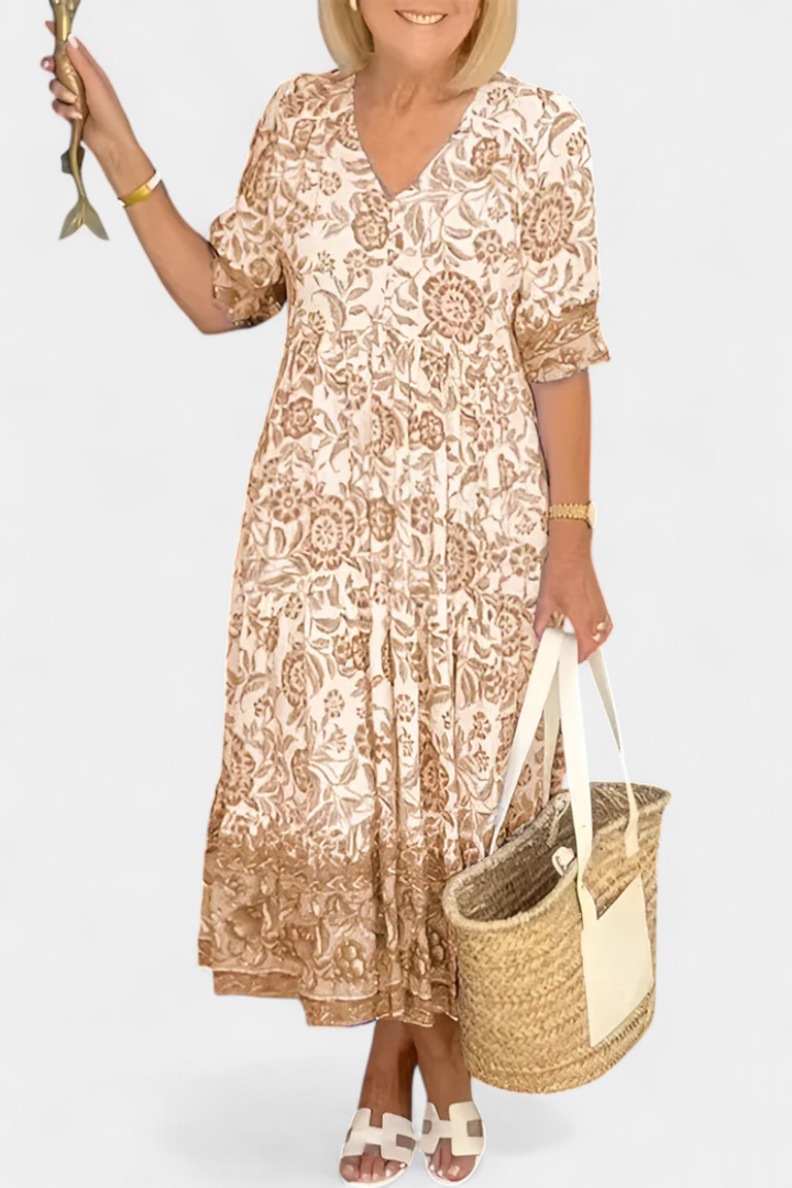 Women's Floral V-Neck Boho Dress