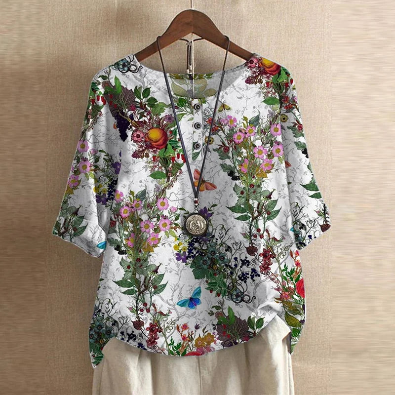 Anya | Women's Retro-Inspired Cotton Blend Blouse