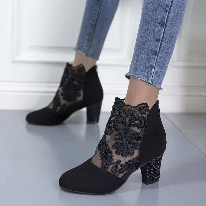 Heloise | Women's Lace Mesh High Heel Boots