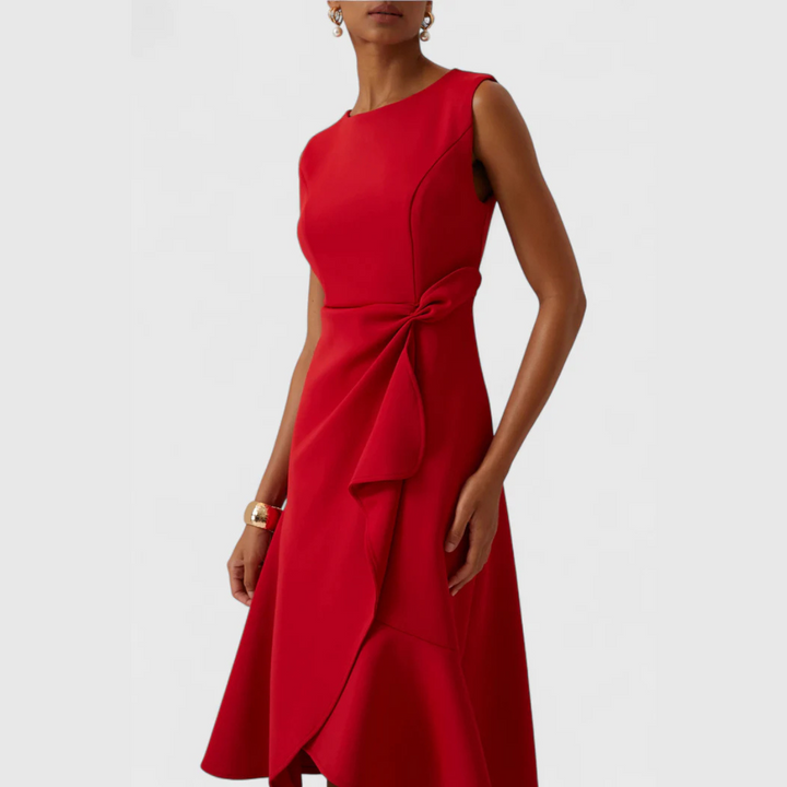 Sheila | Women's Asymmetric Draped Midi Dress