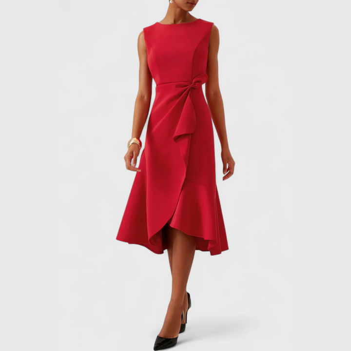 Sheila | Women's Asymmetric Draped Midi Dress