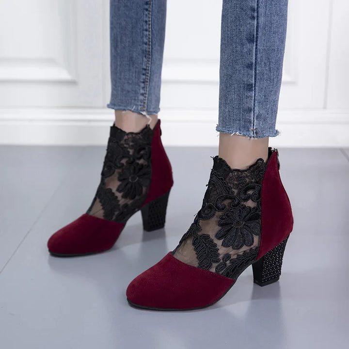 Heloise | Women's Lace Mesh High Heel Boots