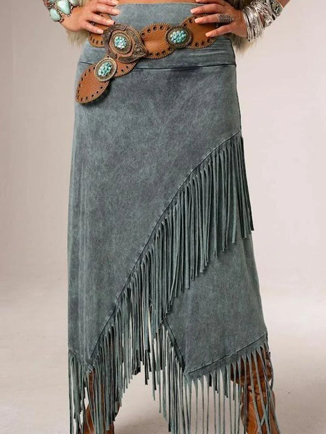 Sheeva | A-Line Maxi Fringe Skirt Skirts