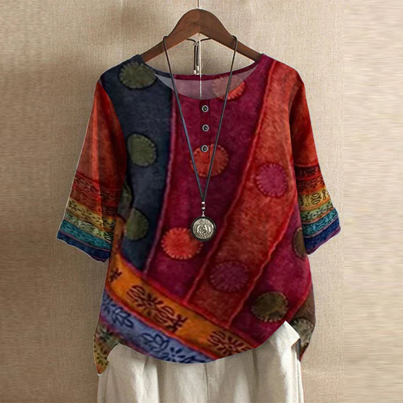 Anya | Women's Retro-Inspired Cotton Blend Blouse
