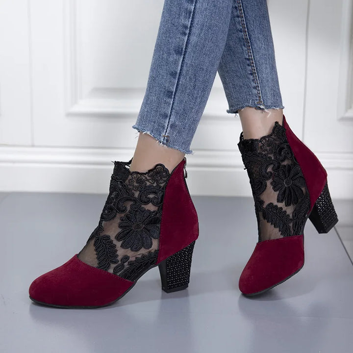 Heloise | Women's Lace Mesh High Heel Boots