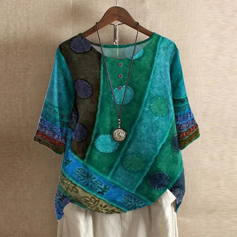 Anya | Women's Retro-Inspired Cotton Blend Blouse