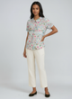 Women's GREEN LINEN BLOUSE WITH FLORAL EMBROIDERY