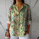 Women's ELEGANT LINEN-COTTON BLOUSE WITH FLORAL PRINT