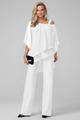 Women's Off-Shoulder Jumpsuit with Elastic Waist