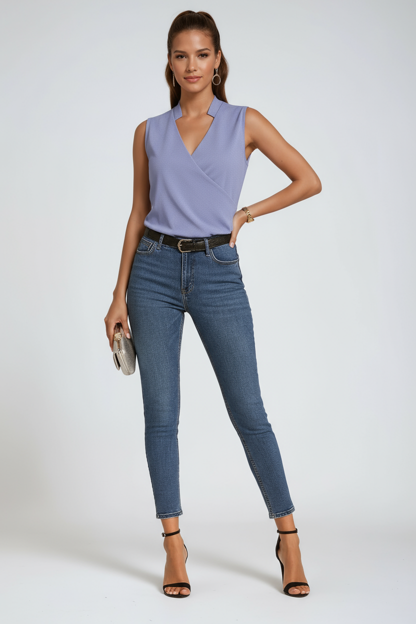 Women's SLEEVELESS V-NECK BLOUSE